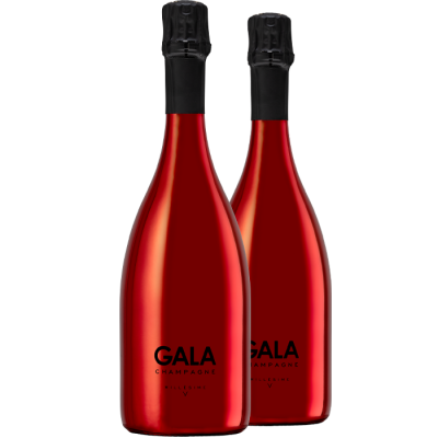 Picture of 2 bottles of the GALA Champagne Millesime V 2005